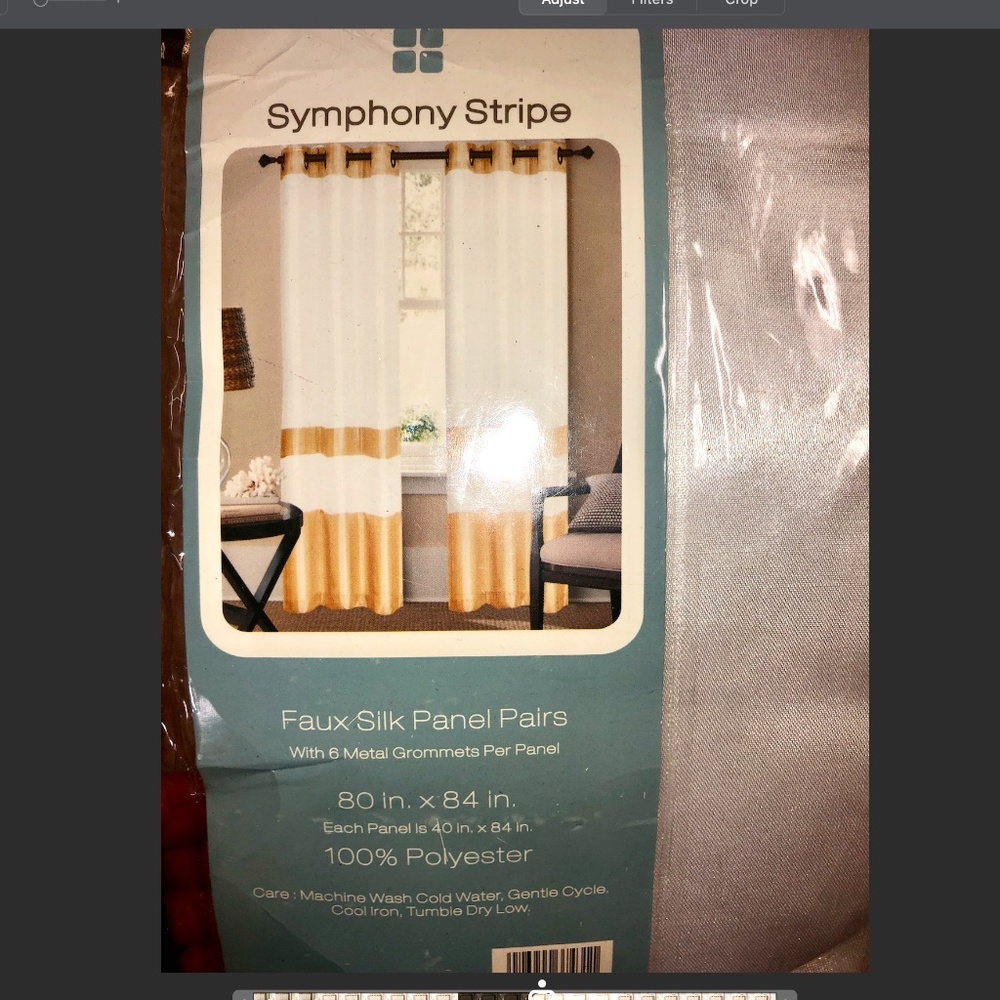 NWT Faux Silk Panel Pair White with Gold stripes